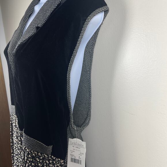 Vintage 80s Black Velvet Maxi Dress M Whimsygoth Renfaire Witchy Peasant Prom - Picture 7 of 9